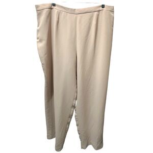 Self Women's Dress Pants, Plus Size 24, Sand Color, Polyester, Acetate, Side Zip